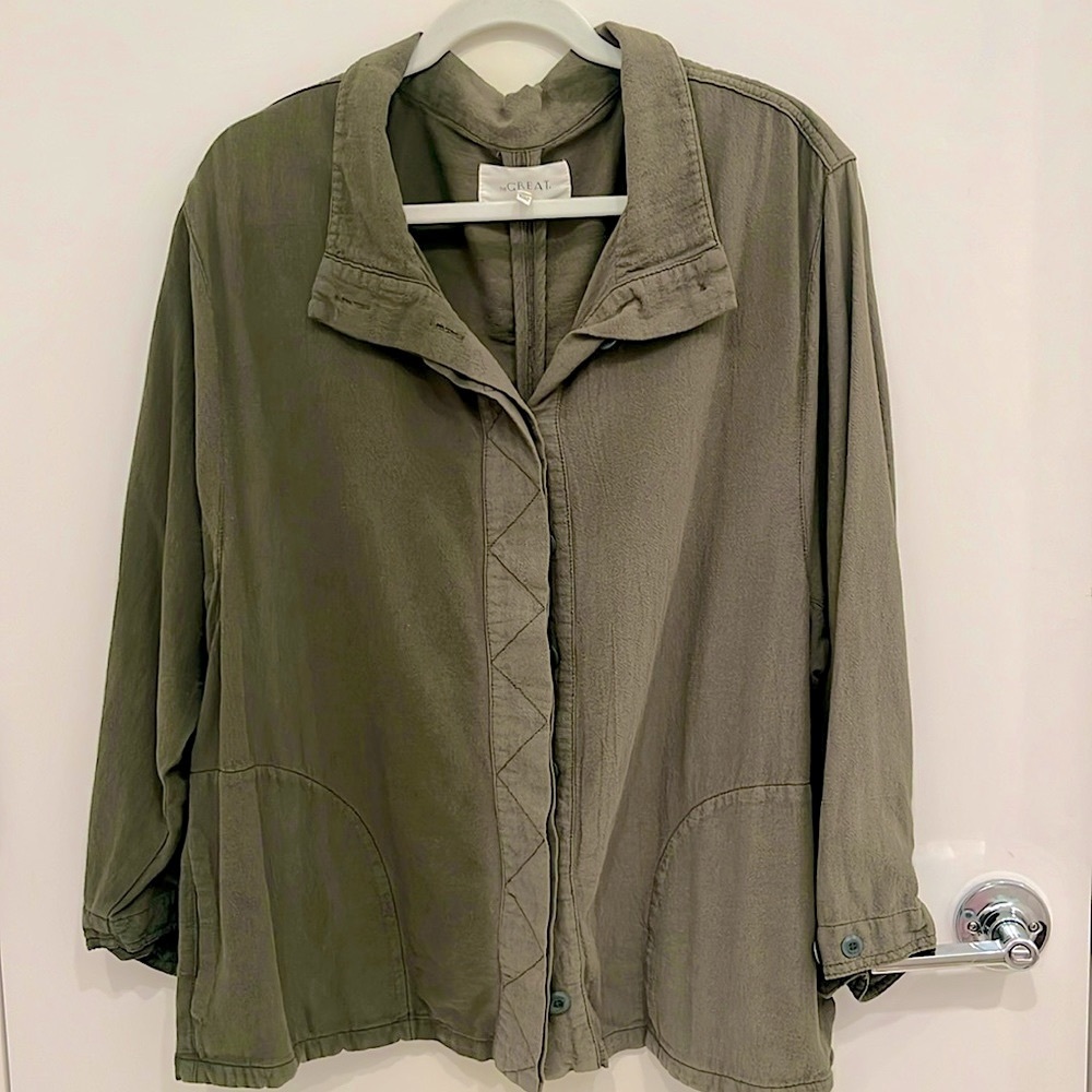 The GREAT. Olive Green Button Down